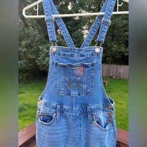 Universal Thread Embroidered Denim Overalls